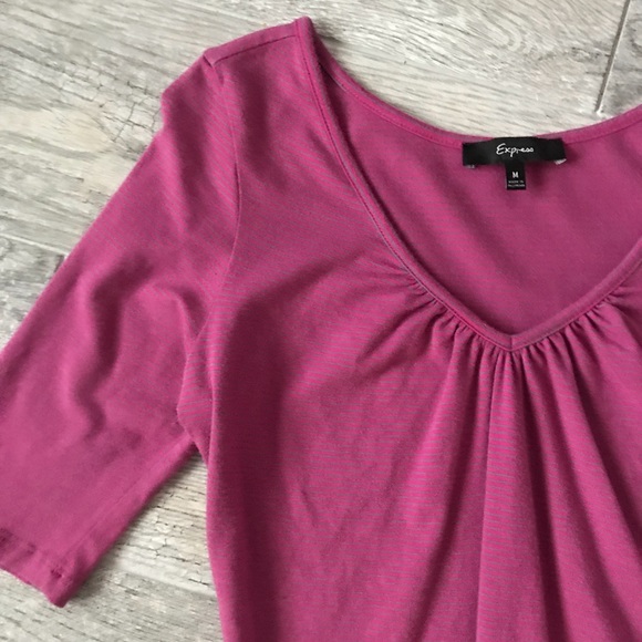Express Pink and Grey Striped Fancy Tee - Picture 3 of 4